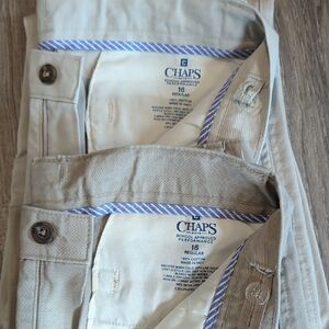 Chaps Boys Tan Khaki School Performance Pants - Set Of 2 Regular 16